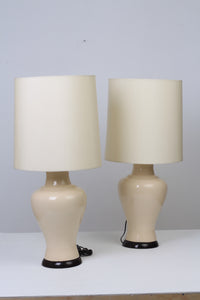 Set of 2 Beige & oOff-white Contemporary/Classic Ceramic Table Lamps 8" x 22" - GS Productions