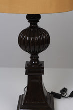 Load image into Gallery viewer, Set of 2 Camel &amp; Dark Brown Wooden Table Lamps 8&quot; x 22&quot; - GS Productions
