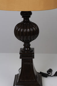 Set of 2 Camel & Dark Brown Wooden Table Lamps 8" x 22" - GS Productions