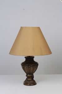 Fawn Yellow, Dull Green & Brown Traditional English Table Lamp 12" x 18" - GS Productions
