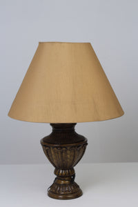 Fawn Yellow, Dull Green & Brown Traditional English Table Lamp 12" x 18" - GS Productions