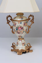 Load image into Gallery viewer, Set of 2 Off white, Golden &amp; Multi Coloured Floral Classic Baroque Table Lamps 10&quot; x 22&quot; - GS Productions
