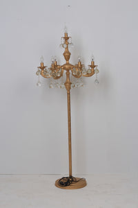 Golden Traditional Baroque Pedestal/Floor Lamp with Crystals Hangings 24" x 65" - GS Productions