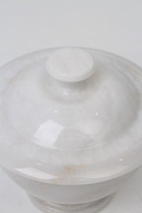 White Marble Hand Crafted Pot with Lid 9" x 9" - GS Productions