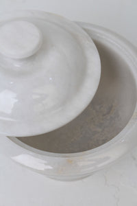 White Marble Hand Crafted Pot with Lid 9" x 9" - GS Productions