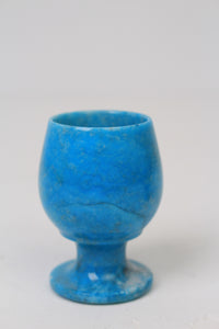 Set of 6 Blue Marble Hand Crafted Small Goblet Glasses/Candle Holder 4" x 7" - GS Productions