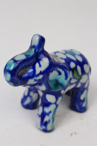 Blue & White Hand Painted Decorative Elephant in Ceramic 7" x 7" - GS Productions