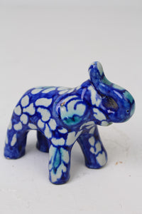 Blue & White Hand Painted Decorative Elephant in Ceramic 7" x 7" - GS Productions