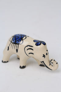 Blue & White Hand Painted Decorative Elephant in Ceramic 5" x 7" - GS Productions
