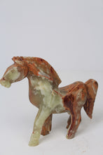 Load image into Gallery viewer, Brown &amp; Green Abstract Decorative Hand Crafted Horse Sculpture in Marble - GS Productions
