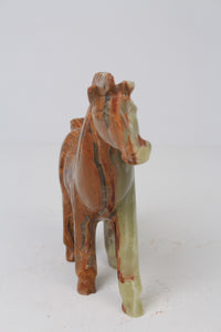 Brown & Green Abstract Decorative Hand Crafted Horse Sculpture in Marble - GS Productions