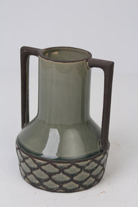 Dull Green Glazed Ceramic Traditional Vase/Pot 12" x 18 - GS Productions