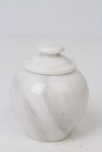 Load image into Gallery viewer, White &amp; Light Grey Marble Pot with Lid 7&quot; x 11&quot; - GS Productions
