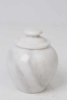 White & Light Grey Marble Pot with Lid 7