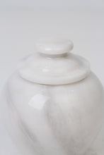 Load image into Gallery viewer, White &amp; Light Grey Marble Pot with Lid 7&quot; x 11&quot; - GS Productions
