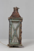 Load image into Gallery viewer, Rusted copper n sea green bulb lantern 12&quot; - GS Productions
