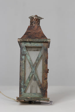 Rusted copper n sea green bulb lantern 12
