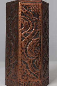 Antique copper carved traditional hanging light 14" - GS Productions