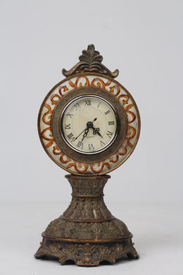 Dull Gold & Off-White Real Antique Baroque Table Clock - GS Productions