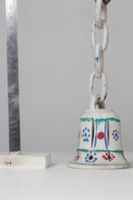Load image into Gallery viewer, White &amp; Blue hand painted clay bell hanging shade  6&quot; x 15&quot; - GS Productions

