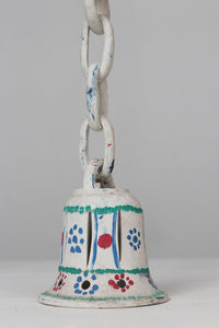 White & Blue hand painted clay bell hanging shade  6" x 15" - GS Productions