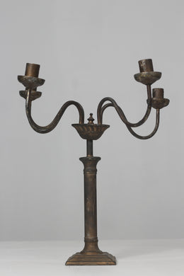 Brown antique wrought iron candle stand - GS Productions