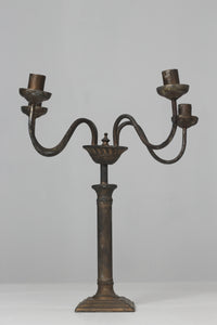 Brown antique wrought iron candle stand - GS Productions