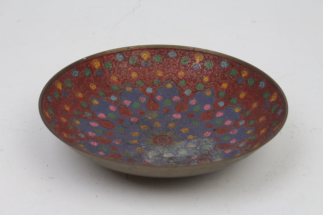 Gold, Blue,Red,Green & Yellow Hand Painted Traditional Metal Bowl - GS Productions