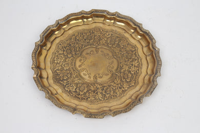 Gold Carved Traditional Tray in Metal - GS Productions