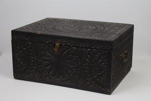 Black Wooden Carved Traditional Captain Box - GS Productions