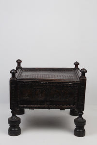 Black Wooden Carved Traditional Swati Table - GS Productions