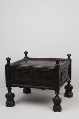 Black Wooden Carved Traditional Swati Table - GS Productions
