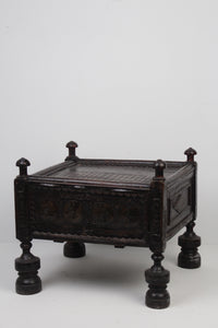 Black Wooden Carved Traditional Swati Table - GS Productions