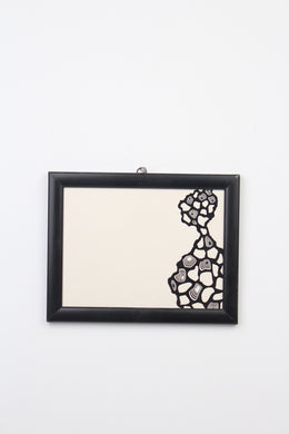 Black & White Abstract Drawing in Pen & Ink with Black Wooden Frame - GS Productions