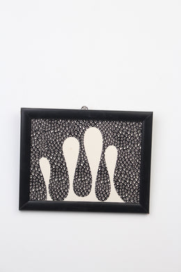 Black & White Abstract Drawing in Pen & Ink with Black Wooden Frame - GS Productions