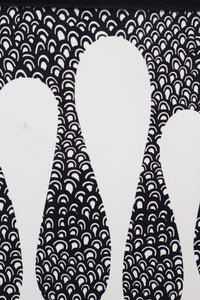 Black & White Abstract Drawing in Pen & Ink with Black Wooden Frame - GS Productions
