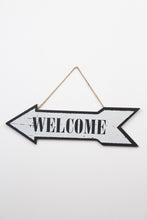 Load image into Gallery viewer, Black &amp; White Wooden Hanging Arrow with Welcome Sign - GS Productions
