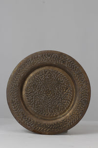 Dull Antique Traditional Fully Carved Copper Tray 11" x 11" - GS Productions