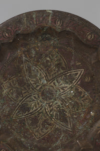 Dull Antique Traditional Fully Carved Copper Tray 9" x 9" - GS Productions