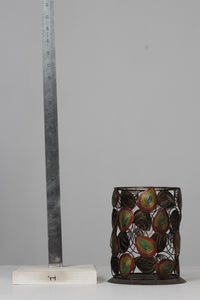 Antique dark copper & multi coloured metal planter  07" - GS Productions