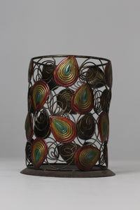 Antique dark copper & multi coloured metal planter  07" - GS Productions