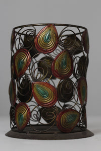 Antique dark copper & multi coloured metal planter  07" - GS Productions