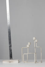 Load image into Gallery viewer, White metal modern candle stand  12&quot; - GS Productions
