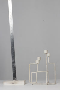 White metal modern candle stand  12" - GS Productions