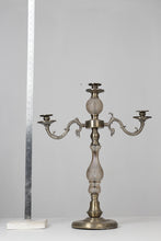 Load image into Gallery viewer, Dull gold n champagne metal n glass candle stand 26&quot; - GS Productions
