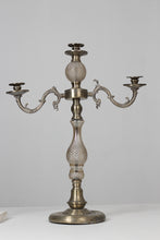 Load image into Gallery viewer, Dull gold n champagne metal n glass candle stand 26&quot; - GS Productions
