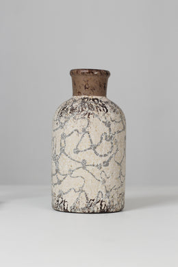 Brown & white textured vase 10