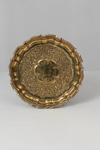 Golden traditional Decorative/ serving metal tray10" - GS Productions