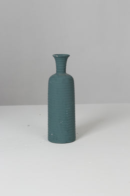 Teal blue old painted glass bottle  02