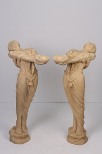 Set Of 2 Limestone Sculptures 1'x4'ft - GS Productions